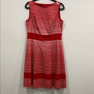 Talbots red and white striped dress